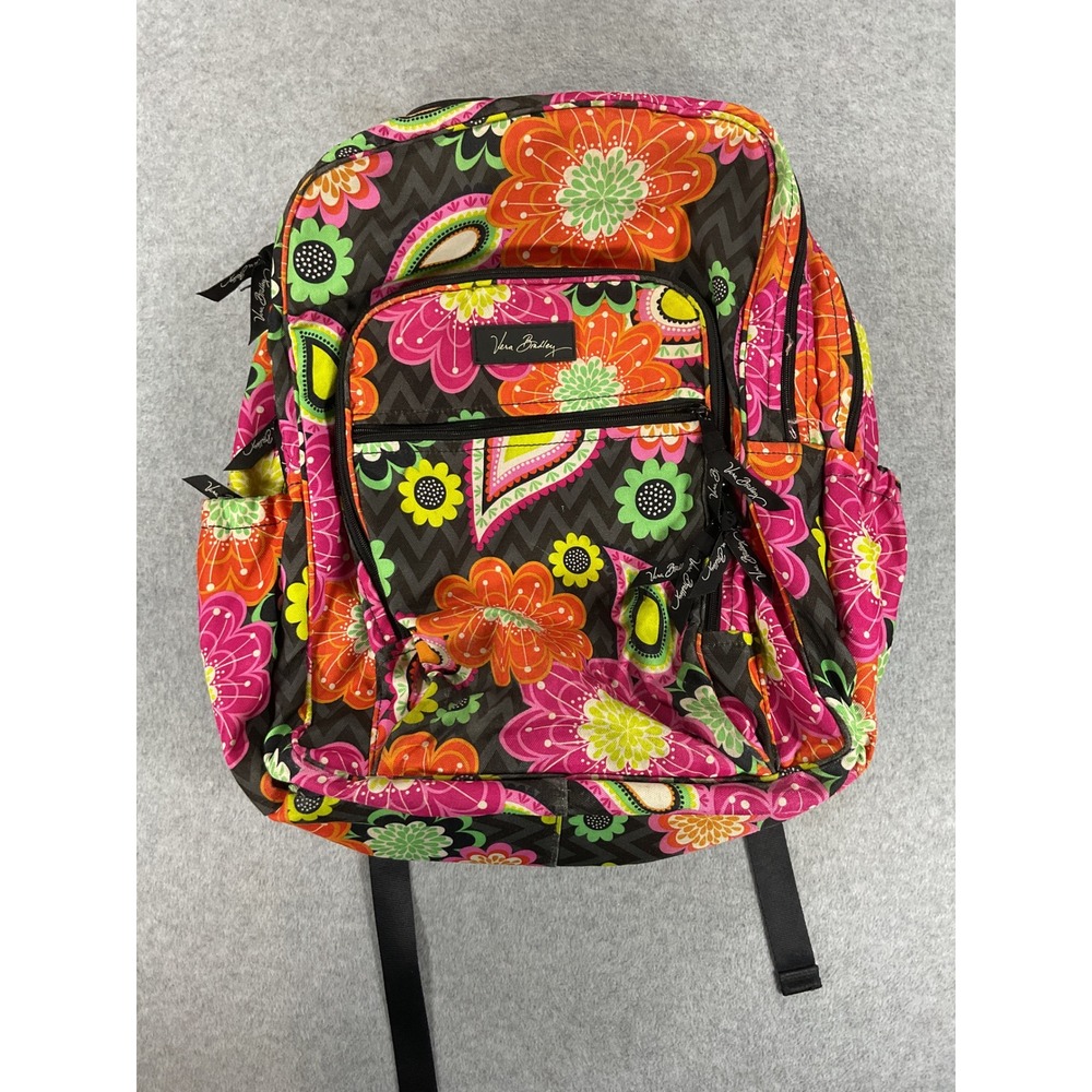 Vera Bradley Lighten Up Large Backpack Pink Swirls Floral Paisley Laptop Bag
